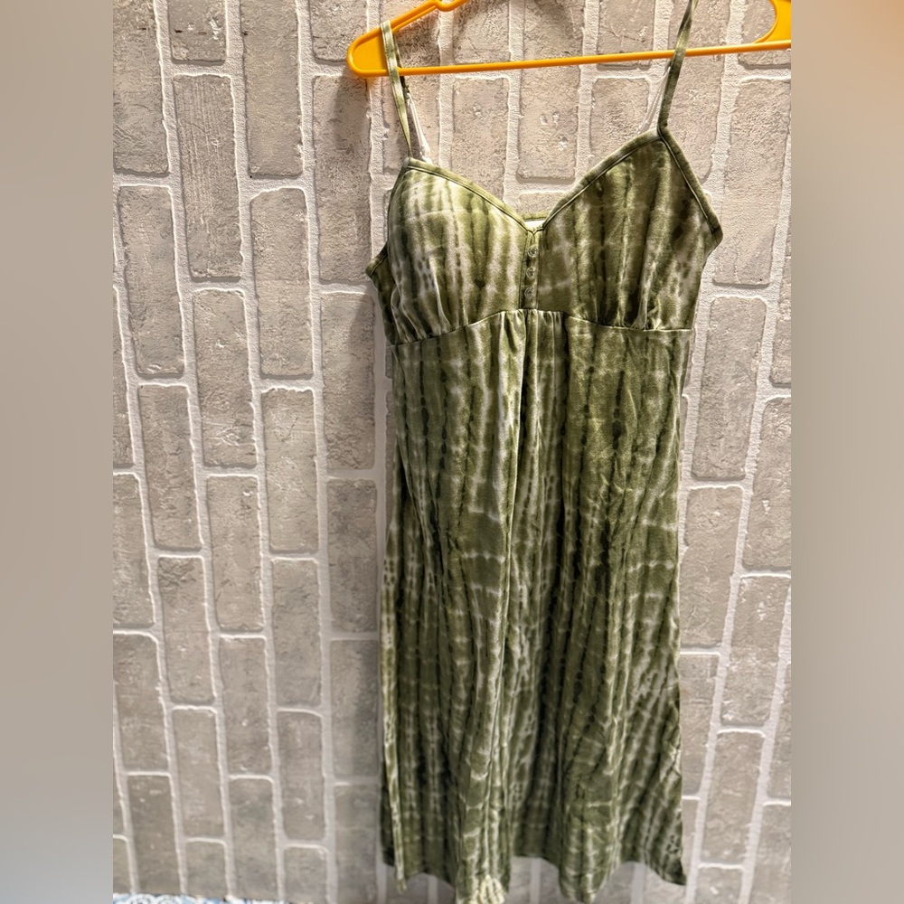Green Tie-Dye Spaghetti Strap Dress
